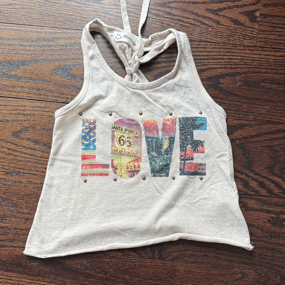 The Classic Beige LOVE Tank Top with Colorful Graphic